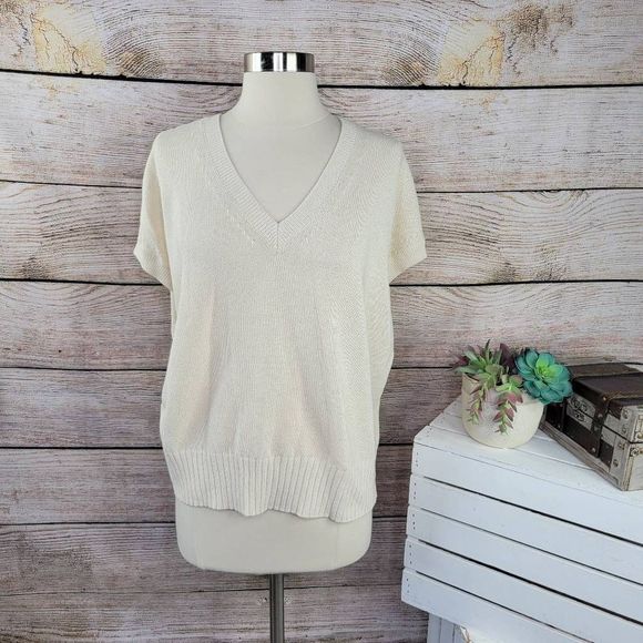 LOFT Sweaters - LOFT Women's V-Neck Sweater TEE Tshirt Ivory Size Extra Large